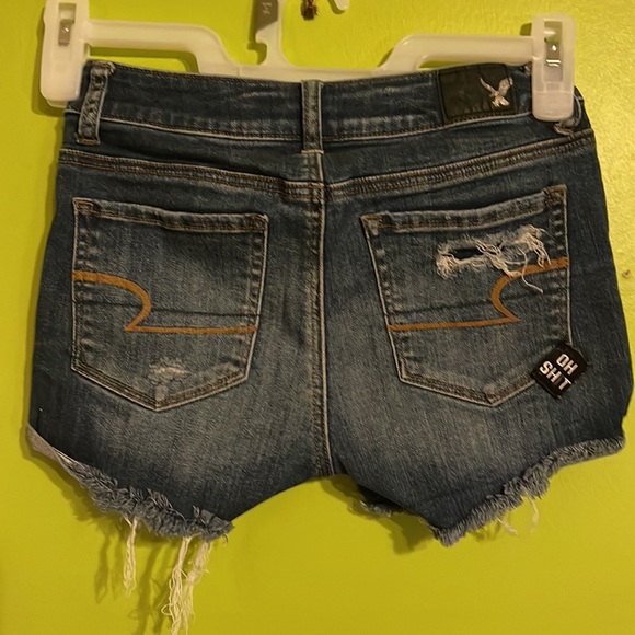 American Eagle Outfitters Super Stretch Hi-Rise Shortie Jean Shorts Size 0 - Picture 2 of 4
